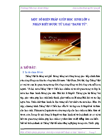Sáng kiến kinh nghiệm Một số biện pháp giúp học sinh Lớp 4 nhận biết được từ loại “Danh từ”
