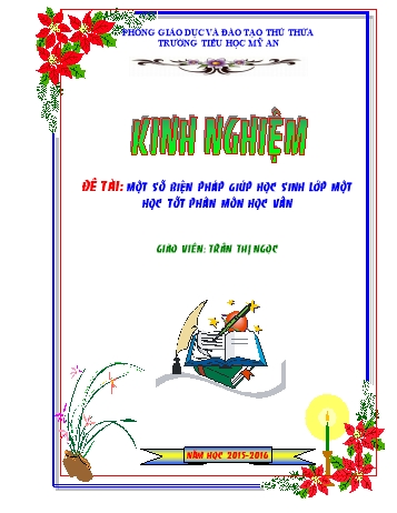 Sáng kiến kinh nghiệm Một số biện pháp giúp học sinh Lớp Một học tốt phân môn Học vần