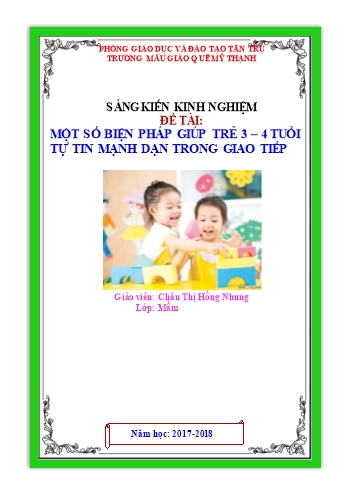 Sáng kiến kinh nghiệm Một số biện pháp giúp trẻ 3-4 tuổi tự tin mạnh dạn trong giao tiếp