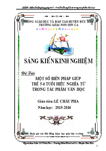 Sáng kiến kinh nghiệm Một số biên pháp giúp trẻ 5-6 tuổi hiểu nghĩa từ trong tác phẩm văn học