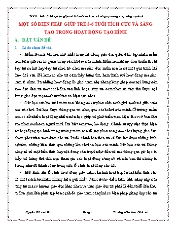 Sáng kiến kinh nghiệm Một số biện pháp giúp trẻ 5-6 tuổi tích cực và sáng tạo trong hoạt động Tạo hình