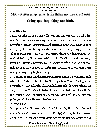 Sáng kiến kinh nghiệm Một số biện pháp phát triển thẩm mỹ cho trẻ 3 tuổi thông qua hoạt động tạo hình