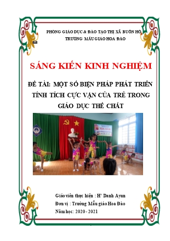 Sáng kiến kinh nghiệm Một số biện pháp phát triển tính tích cực vận của trẻ trong giáo dục thể chất