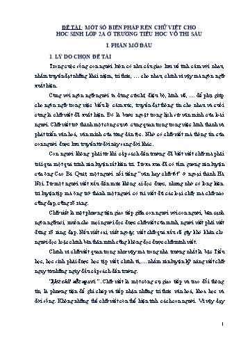 Sáng kiến kinh nghiệm Một số biện pháp rèn chữ viết cho học sinh Lớp 2A trường TH Võ Thị Sáu