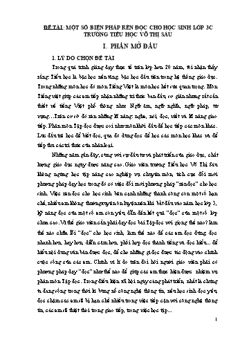 Sáng kiến kinh nghiệm Một số biện pháp rèn đọc cho học sinh Lớp 3C tại trường Tiểu học Võ Thị Sáu