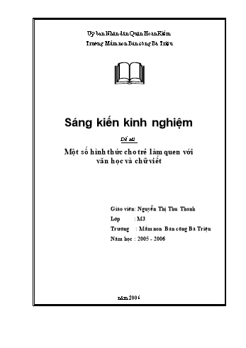 Sáng kiến kinh nghiệm Một số hình thức cho trẻ làm quen với văn học và chữ viết