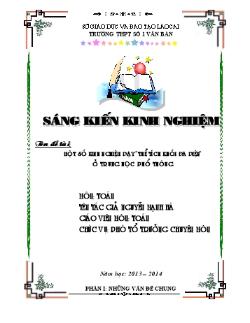Sáng kiến kinh nghiệm Một số kinh nghiệm dạy Thể tích khối đa diện ở trung học phổ thông
