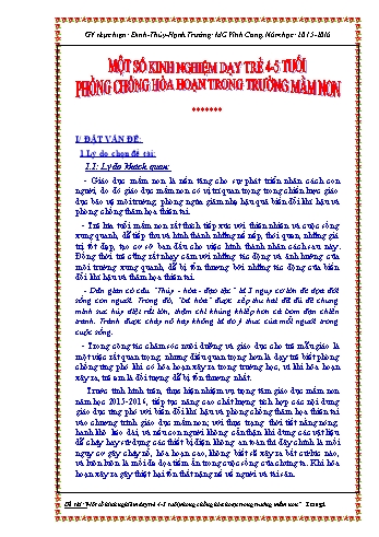 Sáng kiến kinh nghiệm Một số kinh nghiệm dạy trẻ 4-5 tuổi phòng chống hỏa hoạn trong trường mầm non