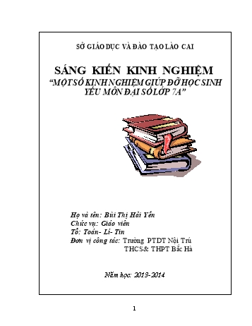Sáng kiến kinh nghiệm Một số kinh nghiệm giúp đỡ học sinh yếu môn Đại số Lớp 7A