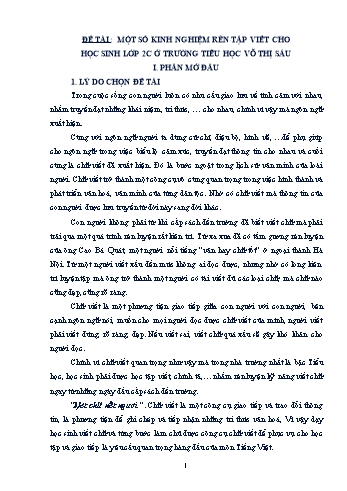 Sáng kiến kinh nghiệm Một số kinh nghiệm rèn tập viết cho học sinh Lớp 2C ở trường tiểu học Võ Thị Sáu