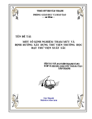 Sáng kiến kinh nghiệm Một số kinh nghiệm tham mưu và định hướng xây dựng thư viện trường học đạt thư viện xuất sắc