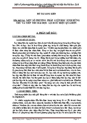 Sáng kiến kinh nghiệm Một số phương pháp giúp học sinh hứng thú và tiếp thu bài học lịch sử hiệu quả hơn