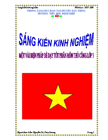 Sáng kiến kinh nghiệm Một vài biện pháp để dạy tốt phân môn Thủ công Lớp 3