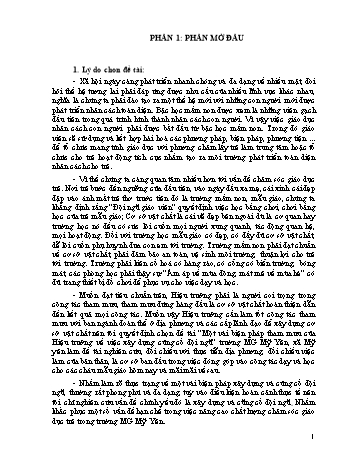 Sáng kiến kinh nghiệm Một vài biện pháp tham mưu của Hiệu trưởng về việc xây dựng củng cố đội ngũ