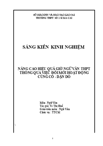 Sáng kiến kinh nghiệm Nâng cao hiệu quả giờ Ngữ văn THPT thông qua việc đổi mới hoạt động củng cố, dặn dò