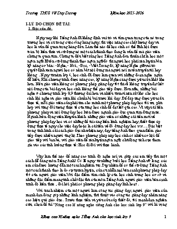 Sáng kiến kinh nghiệm Nâng cao kĩ năng nghe Tiếng Anh cho học sinh Lớp 9