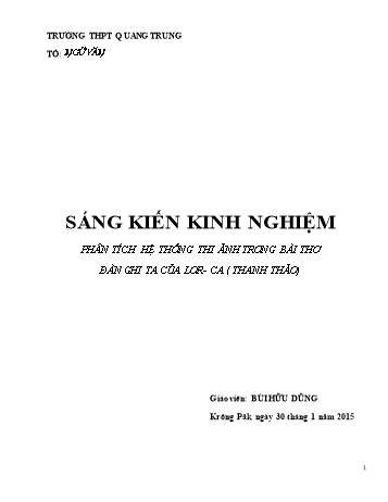 Sáng kiến kinh nghiệm Phân tích hệ thống thi ảnh trong bài thơ đàn ghi ta của Lor-ca (Thanh Thảo)