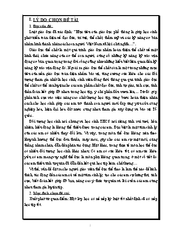 Sáng kiến kinh nghiệm Phát huy vai trò tự quản của học sinh THCS trong giờ thể dục