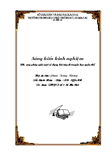 Sáng kiến kinh nghiệm Phương pháp giải một số dạng bài tập phần di truyền học quần thể