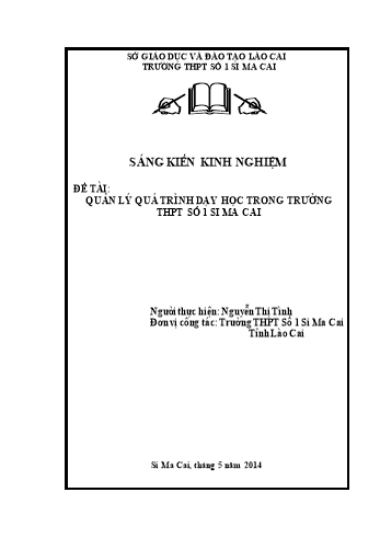 Sáng kiến kinh nghiệm Quản lý quá trình dạy học trong trường THPT số 1 Si Ma Cai