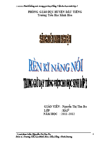 Sáng kiến kinh nghiệm Rèn kĩ năng nói trong giờ dạy Tiếng Việt cho học sinh Lớp 2