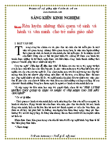 Sáng kiến kinh nghiệm Rèn luyện những thói quen vệ sinh và hành vi văn minh cho trẻ mẫu giáo nhỡ