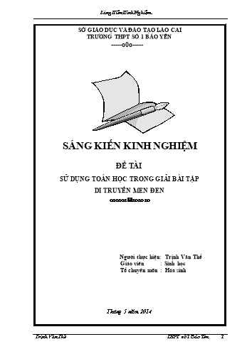 Sáng kiến kinh nghiệm Sử dụng toán học trong giải bài tập di truyền men đen