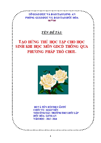 Sáng kiến kinh nghiệm Tạo hứng thú học tập cho học sinh khi học môn GDCD thông qua phương pháp trò chơi
