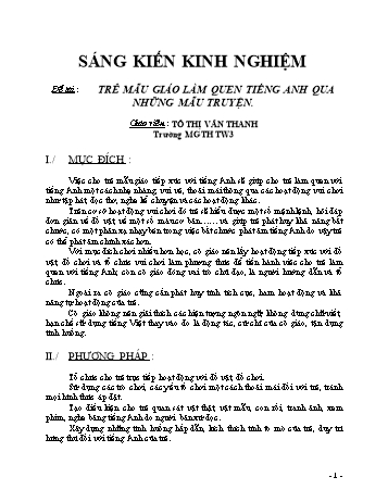 Sáng kiến kinh nghiệm Trẻ mẫu giáo làm quen Tiếng Anh qua những mẫu truyện