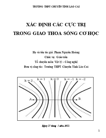 Sáng kiến kinh nghiệm Xác định các cực trị trong giao thoa sóng cơ học