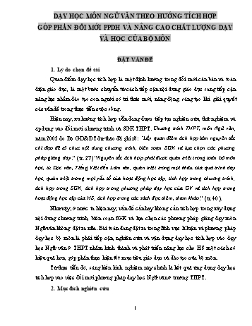 SKKN Dạy học môn Ngữ văn theo hướng tích hợp góp phần đổi mới PPDH và nâng cao chất lượng dạy và học của bộ môn