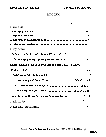 SKKN Giúp học sinh nâng cao hiệu quả học tập lịch sử ở trường THPT thông qua việc vận dụng kiến thức liên môn Văn học, Địa lí