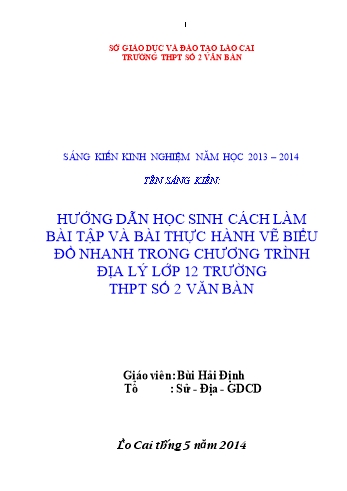 SKKN Hướng dẫn học sinh cách làm bài tập và bài thực hành vẽ biểu đồ nhanh trong chương trình Địa lý Lớp 12 trường THPT số 2 Văn Bàn