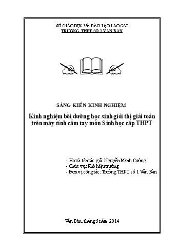 SKKN Kinh nghiệm bồi dưỡng học sinh giỏi thi giải toán trên máy tính cầm tay môn Sinh học cấp THPT