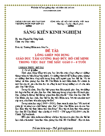 SKKN Lồng ghép nội dung giáo dục tấm gương đạo đức Hồ Chí Minh trong việc dạy trẻ mẫu giáo 5-6 tuổi