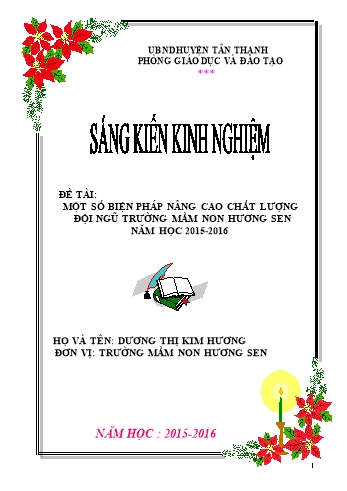 SKKN Một số biện pháp nâng cao chất lượng đội ngũ trường mầm non Hương Sen năm học 2015-2016