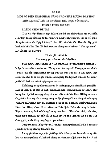 SKKN Một số biện pháp nhằm nâng cao chất lượng dạy học môn Lịch sử Lớp 4 ở trường Tiểu học Võ Thị Sáu