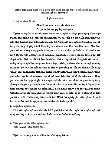SKKN Một số biện pháp phát triển ngôn ngữ mạch lạc cho trẻ 5-6 tuổi thông qua môn Văn học thể loại truyện kể