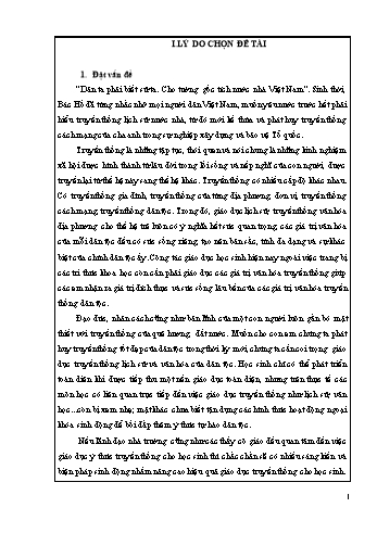 SKKN Một số biện pháp tổ chức tốt hoạt động giáo dục truyền thống lịch sử địa phương cho học sinh Tiểu học