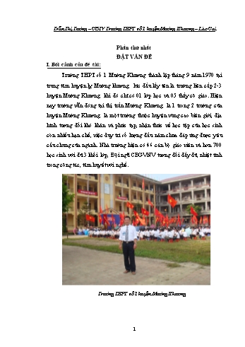 SKKN Một số kinh nghiệm thực hiện mô hình Thư viện trường học thân thiện tại trường THPT số 1 Mường Khương