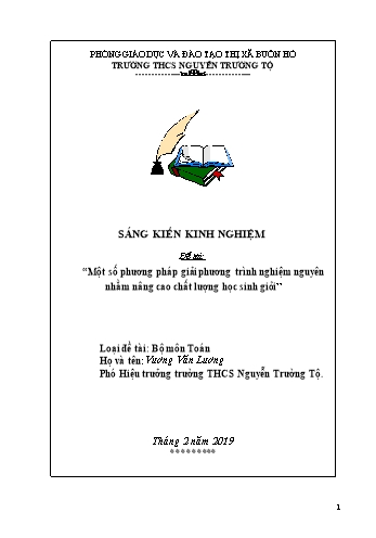 SKKN Một số phương pháp giải phương trình nghiệm nguyên nhằm nâng cao chất lượng học sinh giỏi