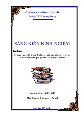 SKKN Sử dụng chuyện kể lịch sử để nâng cao hiệu quả giảng dạy trong bài truyền thống đánh giặc giữ nước của dân tộc Việt Nam