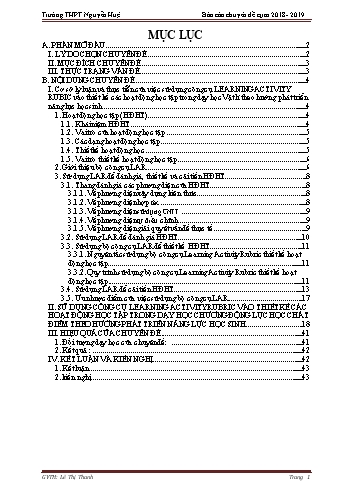 SKKN Sử dụng công cụ Learning Activity Rubric (LAR) vào thiết kế, đánh giá và cải tiến các hoạt động học tập trong dạy học chương động lực học chất điểm theo hướng phát triển năng lực học sinh