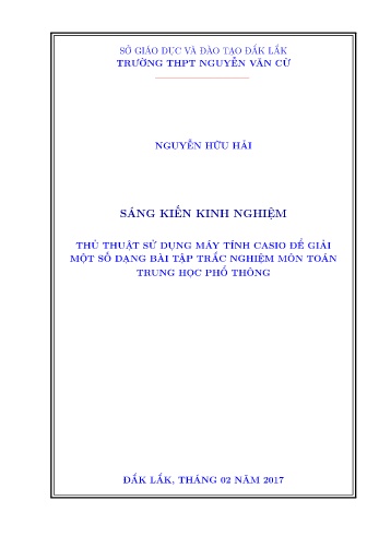 SKKN Thủ thuật sử dụng máy tính CASIO để giải một số dạng bài tập trắc nghiệm môn Toán trung học phổ thông