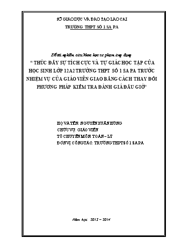 SKKN Thúc đẩy sự tích cực và tự giác học tập của học sinh Lớp 12A2 trường THPT số 1 Sa Pa trước nhiệm vụ của giáo viên giao bằng cách thay đổi phương pháp kiểm tra đánh giá đầu giờ