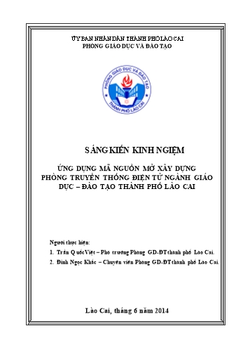 SKKN Ứng dụng mã nguồn mở xây dựng Phòng truyền thống điện tử Ngành Giáo dục - Đào tạo Thành phố Lào Cai